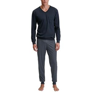 CALIDA Relax Streamline Manschettpyjamas för män, av 100% bomull, byxor med tygtäckt elastisk linning, Safir Blue, 50 CALIDA Relax Streamline Manschettpyjamas för män, av 100% bomull, byxor med tygtäckt elastisk linning, Safir Blue, 50