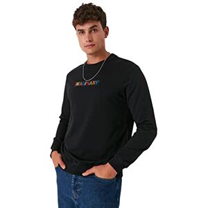 Trendyol Herr rund hals med slogan vanlig sweatshirt, svart, L, Svart Trendyol Herr rund hals med slogan vanlig sweatshirt, svart, L, Svart