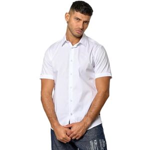 KAPORAL , Herrskjorta, passande passform, kortärmad, skjortkrage, Cowa-modell, vit, storlek L, Vitt och blått, L KAPORAL , Herrskjorta, passande passform, kortärmad, skjortkrage, Cowa-modell, vit, storlek L, Vitt och blått, L