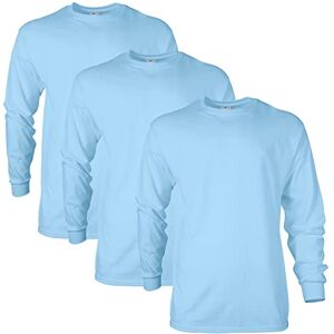 Gildan Herr Ultra Cotton Långärmad T-shirt (förpackning med 2), Ljusblå (3-pack), XXL Gildan Herr Ultra Cotton Långärmad T-shirt (förpackning med 2), Ljusblå (3-pack), XXL