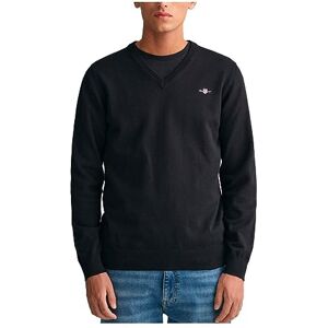 GANT Klassisk bomull V-hals tröja för män, svart, standard, svart, XL GANT Klassisk bomull V-hals tröja för män, svart, standard, svart, XL