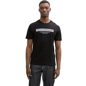 TOM TAILOR Denim herr basic t-shirt med logotyptryck, 14482 – djup svart, M TOM TAILOR Denim herr basic t-shirt med logotyptryck, 14482 – djup svart, M