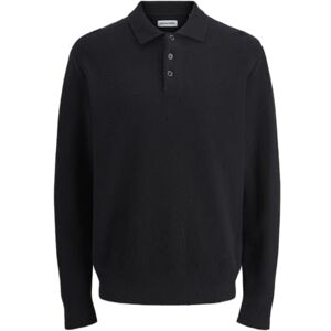 JACK & JONES Jjspence Knit Polo Ls, svart, L JACK & JONES Jjspence Knit Polo Ls, svart, L