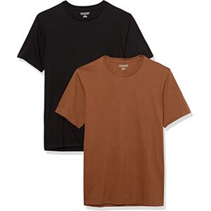 Amazon Essentials mäns Slim-Fit kortärmad T-shirt med rund hals, 2-pack, svart/brun, Medium Amazon Essentials mäns Slim-Fit kortärmad T-shirt med rund hals, 2-pack, svart/brun, Medium