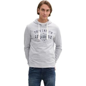 TOM TAILOR basic huvtröja för män med logotyptryck, 37645 – ljusgrå melerad, L TOM TAILOR basic huvtröja för män med logotyptryck, 37645 – ljusgrå melerad, L