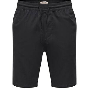 Only & Sons Onsreid Slim 0571 Slub shorts, svart, XL Only & Sons Onsreid Slim 0571 Slub shorts, svart, XL
