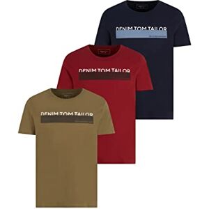TOM TAILOR Denim Herr Triplepack T-shirt med tryck 1034860, 11279 Dry Greyish Olive, S TOM TAILOR Denim Herr Triplepack T-shirt med tryck 1034860, 11279 Dry Greyish Olive, S