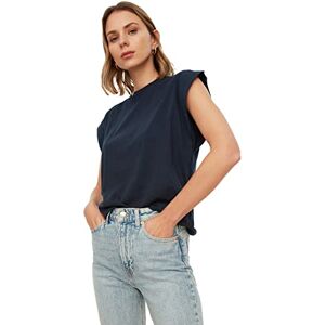 Trendyol Marinblå med ärmlös basic t-shirt, S Trendyol Marinblå med ärmlös basic t-shirt, S
