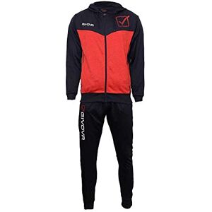 Givova TR018P-0457-L Visa melange huvtröja träningsoverall polarfleece, blå/röd melange, L Givova TR018P-0457-L Visa melange huvtröja träningsoverall polarfleece, blå/röd melange, L