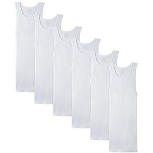 Fruit of the Loom Ärmlös herrlinne, A-skjorta, etikettfri och fukttransporterande, ribbat stretchtyg underkläder (förpackning med 6), 6-pack – vit, XXL Fruit of the Loom Ärmlös herrlinne, A-skjorta, etikettfri och fukttransporterande, ribbat stretchtyg underkläder (förpackning med 6), 6-pack – vit, XXL