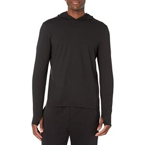 Amazon Essentials Heren Tech stretchig långärmad T-shirt med huva, Svart, S Amazon Essentials Heren Tech stretchig långärmad T-shirt med huva, Svart, S