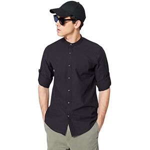 Trendyol Herr svart basic pärla krage Apolfent Slim Fit långärmad skjorta, XXL Trendyol Herr svart basic pärla krage Apolfent Slim Fit långärmad skjorta, XXL