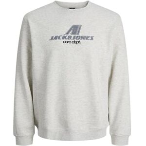 JACK & JONES Jcotier Print Sweat Crew Neck, Vit melange, S JACK & JONES Jcotier Print Sweat Crew Neck, Vit melange, S
