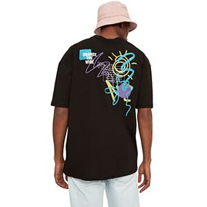 Trendyol Herr svart manlig avslappnad tryckt kortärmad t-shirt, svart, liten Trendyol Herr svart manlig avslappnad tryckt kortärmad t-shirt, svart, liten