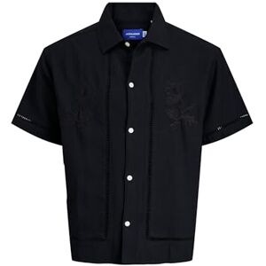 JACK & JONES Jorgreenwich Emb Shirt Ss, svart, XS JACK & JONES Jorgreenwich Emb Shirt Ss, svart, XS