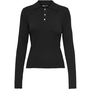 ONLY Onlelisa L/S Rib Polo Ex KNT, svart, S ONLY Onlelisa L/S Rib Polo Ex KNT, svart, S