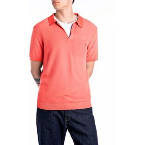Replay Herr regular fit kortärmad tröja med krage av bomull, 542 Orange, XXL Replay Herr regular fit kortärmad tröja med krage av bomull, 542 Orange, XXL