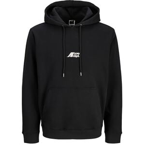 JACK & JONES Jcotier Print Sweat Hood, svart, XS JACK & JONES Jcotier Print Sweat Hood, svart, XS
