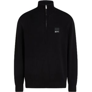 KARL LAGERFELD JEANS , Herr, Vanlig Tröja Med Halv Driftsätt, Vanlig Passform, Svart, L KARL LAGERFELD JEANS , Herr, Vanlig Tröja Med Halv Driftsätt, Vanlig Passform, Svart, L