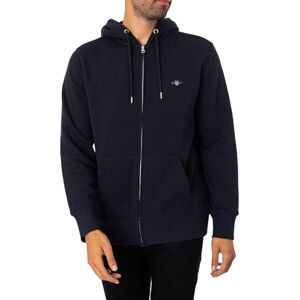 GANT Herr REG Shield huvtröja med hel dragkedja, Evening Blue, standard, Kvällsblå, M GANT Herr REG Shield huvtröja med hel dragkedja, Evening Blue, standard, Kvällsblå, M