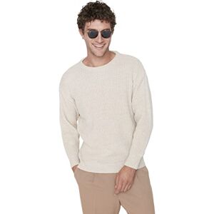 Trendyol Herr rund hals enfärgad passform tröja sweatshirt, beige, L, BEIgE, L Trendyol Herr rund hals enfärgad passform tröja sweatshirt, beige, L, BEIgE, L
