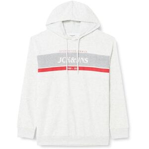 JACK & JONES Bestseller A/S Herr Jjalex sweat Hood Pls huvtröja, White Melange, 5XL/Stor JACK & JONES Bestseller A/S Herr Jjalex sweat Hood Pls huvtröja, White Melange, 5XL/Stor