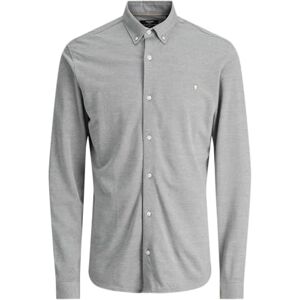 JACK & JONES Jprblublake Pique Detaljer L/S Shirt, Kolgrå, L JACK & JONES Jprblublake Pique Detaljer L/S Shirt, Kolgrå, L