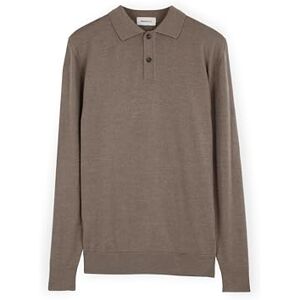 Diana Studio Polotröja i 100% merinoull, herr, långärmad ledig passform, Beige, M Diana Studio Polotröja i 100% merinoull, herr, långärmad ledig passform, Beige, M