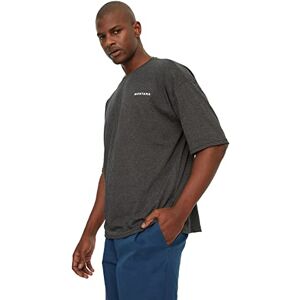 Trendyol Herr antracit män överdimensionerad rund krage kortärmad tryck t-shirt antracit, stor Trendyol Herr antracit män överdimensionerad rund krage kortärmad tryck t-shirt antracit, stor
