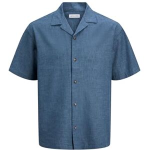 JACK & JONES Jjesummer Linen Blend Resort Shirt Ss Sn, marinblå blazer, L JACK & JONES Jjesummer Linen Blend Resort Shirt Ss Sn, marinblå blazer, L