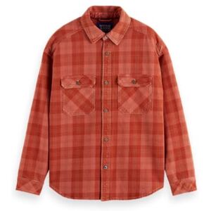 Scotch & Soda mäns tvättad denim rutig overshirt, Röd check 610, M Scotch & Soda mäns tvättad denim rutig overshirt, Röd check 610, M
