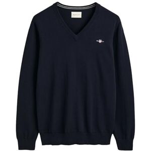 GANT Klassisk bomull V-hals tröja för män, Evening Blue, standard, Kvällsblå, 4XL GANT Klassisk bomull V-hals tröja för män, Evening Blue, standard, Kvällsblå, 4XL