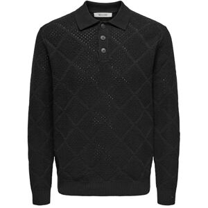 Only & Sons Onsmap Life Reg Polo Knit, svart, M Only & Sons Onsmap Life Reg Polo Knit, svart, M