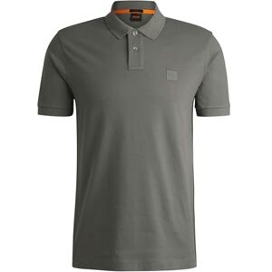 Boss Herr passagerare stretch-bomull slim-fit pikétröja med logotyplapp, Öppen grå, S Boss Herr passagerare stretch-bomull slim-fit pikétröja med logotyplapp, Öppen grå, S