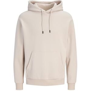 JACK & JONES Huvtröja för män, enfärgad huvtröja, Moonbeam, XS JACK & JONES Huvtröja för män, enfärgad huvtröja, Moonbeam, XS