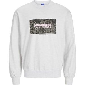 JACK & JONES JACK&JONES Jorbushwick Box Sweat Crew Neck, Ljus vit/detalj: melerad, S JACK & JONES JACK&JONES Jorbushwick Box Sweat Crew Neck, Ljus vit/detalj: melerad, S