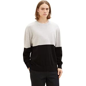 TOM TAILOR Denim herr avslappnad passform färgblock tröja, 33758-grå svart färgblock, XXL TOM TAILOR Denim herr avslappnad passform färgblock tröja, 33758-grå svart färgblock, XXL