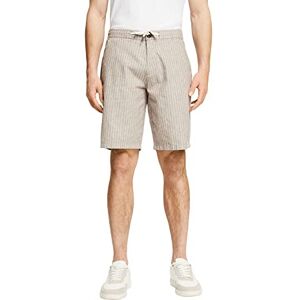 ESPRIT Med linne: Shorts med nålränder, Beige, 29W ESPRIT Med linne: Shorts med nålränder, Beige, 29W