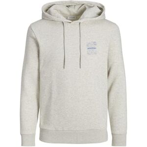 JACK & JONES Jjliner Sweat Hood Huvtröja för män, Vit melange, S JACK & JONES Jjliner Sweat Hood Huvtröja för män, Vit melange, S