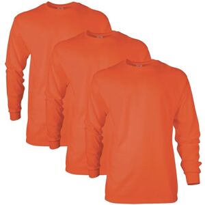 Gildan Herr Ultra Cotton Långärmad T-shirt (förpackning med 2), Orange (3-pack), L Gildan Herr Ultra Cotton Långärmad T-shirt (förpackning med 2), Orange (3-pack), L