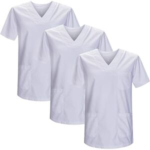 MISEMIYA Paket 3 st Sanitära CASACA Unisex sanitära uniformer sanitära uniform medicinsk uniform, Vit 21, 5XL MISEMIYA Paket 3 st Sanitära CASACA Unisex sanitära uniformer sanitära uniform medicinsk uniform, Vit 21, 5XL