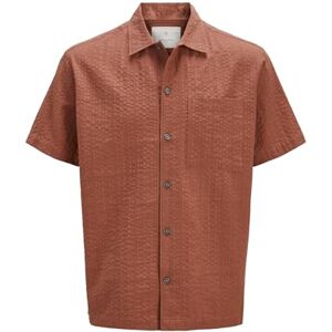 JACK & JONES Jprcceaston Seersucker S/S skjorta, redwood burl, S JACK & JONES Jprcceaston Seersucker S/S skjorta, redwood burl, S