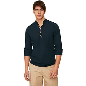 Trendyol Herr Navy Blue Boys Slim Fit Half Extracted Button Judge Collar New Shirt, XL Trendyol Herr Navy Blue Boys Slim Fit Half Extracted Button Judge Collar New Shirt, XL