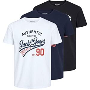 JACK & JONES Herr JJETHAN Tee SS Crew Neck 3PK MP NOOS T-shirt, svart/pack: svart vit NavyBlazer, XL, Svart/pack: svart + vit + navyblazer, XL JACK & JONES Herr JJETHAN Tee SS Crew Neck 3PK MP NOOS T-shirt, svart/pack: svart vit NavyBlazer, XL, Svart/pack: svart + vit + navyblazer, XL