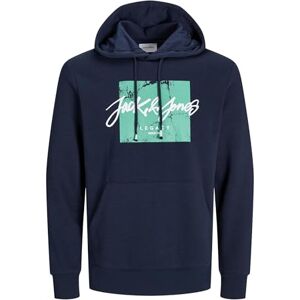 JACK & JONES Jjtiley Sweat Hood Huvtröja för män, marinblå blazer, S JACK & JONES Jjtiley Sweat Hood Huvtröja för män, marinblå blazer, S