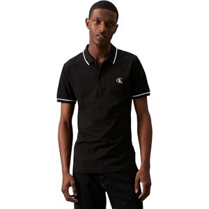 Calvin Klein Herr Tipping Slim Fit Kortärmad pikétröja, Svart (k svart), S Calvin Klein Herr Tipping Slim Fit Kortärmad pikétröja, Svart (k svart), S