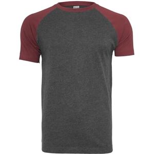 Urban Classics Baseball-t-shirt för män, kontrastkortärmad t-shirt, sportskjorta, rund hals, 100% jersey-bomull tillgänglig, storlekar: S-5XL, Träkol/vinröd, M Urban Classics Baseball-t-shirt för män, kontrastkortärmad t-shirt, sportskjorta, rund hals, 100% jersey-bomull tillgänglig, storlekar: S-5XL, Träkol/vinröd, M