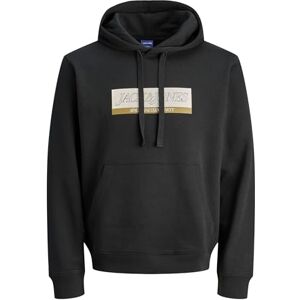 JACK & JONES Jorinwood Block Branding Sweat Hood, svart, XS JACK & JONES Jorinwood Block Branding Sweat Hood, svart, XS