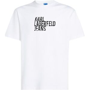 KARL LAGERFELD JEANS , Herr, Vanlig Kortärm Stackad Logo T-Shirt, Vanlig Fit, Vit, S KARL LAGERFELD JEANS , Herr, Vanlig Kortärm Stackad Logo T-Shirt, Vanlig Fit, Vit, S