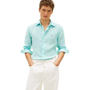 Tommy Hilfiger herr linne bengal rand Rf skjorta MW0MW42400, blå, S Tommy Hilfiger herr linne bengal rand Rf skjorta MW0MW42400, blå, S